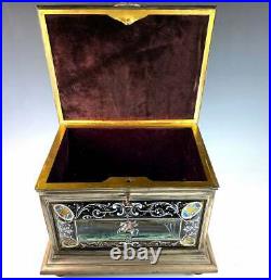 RARE Antique early 19th C French Limoges Kiln-fired Enamel Chest, Casket, Box