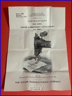 RARE Complete Vintage Singer Embroidery Attachment 26532 In Box 26538 Spool Rod+