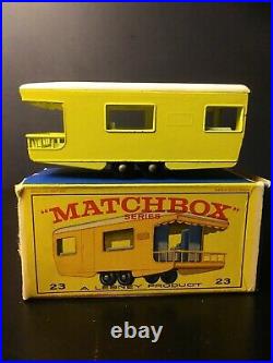 RARE. Matchbox Lesney #23 Trailer Caravan. Yellow In Original Box