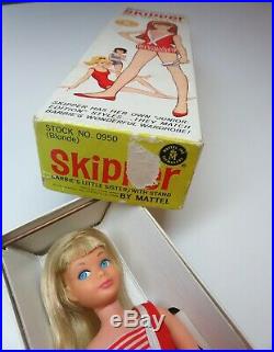RARE Near Mint PINK SKIN Blonde Skipper with BOX, headband, accessories 1967