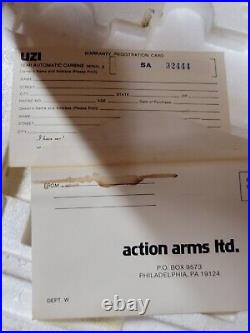 RARE ORIGINAL VINTAGE ACTION ARMS UZI CARBINE BOX CASE 9MM IMI With Paperwork