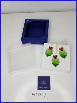 RARE Swarovski leaf berry set of 3 Holly Ornament original BOX Holiday Christmas