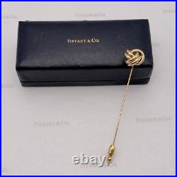 RARE Tiffany & Co. 14k Yellow Gold Love Knot Stick Pin Vintage With Original Box