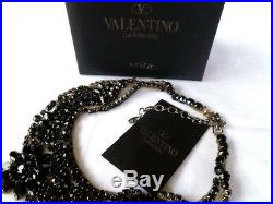 RARE VALENTINO BLACK CRYSTAL STATEMENT NECKLACE with BOX EX COND