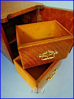 RARE VICTORIAN ANTIQUE SOLID OAK DESK-TOP LETTER SAFE BOX & KEY, c 1876-1880