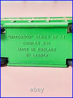 RARE VINTAGE 1960'S MATCHBOX ESSO DAIMLER BUS #74 Green in Original Box