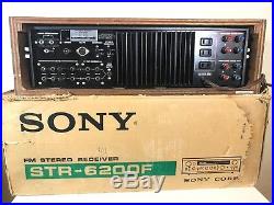 RARE VINTAGE Sony STR-6200F FM Stereo Receiver with WOOD CASE +IN ORIGINAL BOX