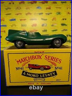 RARE. Vintage Matchbox Lesney #41b DType Jaguar withOriginal Box
