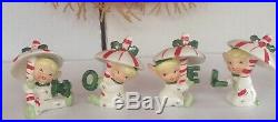 RARE Vintage Napco Christmas NOEL Candy Cane Umbrella Pixie Elves ORIGINAL BOX