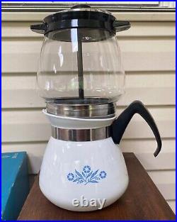 Rare 10 cup CorningWare Cornflower Blue P-110 Drip Coffee Maker WithOriginal Box