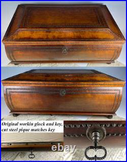 Rare 18th e 19th C French Coffret d' Marriage, Cut Steel Pique, Cashmere Box