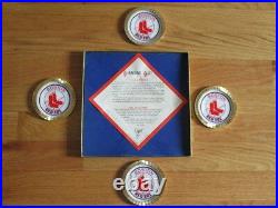 Rare 1968 BOSTON RED SOX Diamond Cut Set 4 Coasters with Gift Box CARL YASTRZEMSKI