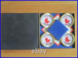 Rare 1968 BOSTON RED SOX Diamond Cut Set 4 Coasters with Gift Box CARL YASTRZEMSKI