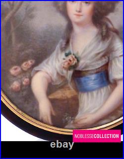 Rare Antique 1780 French Snuff Box & Miniature Painted Woman Portrait