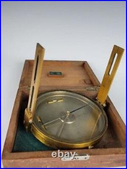 Rare! Antique 1900's Brass Surveying Surveyor's Sight Compass With Original Box