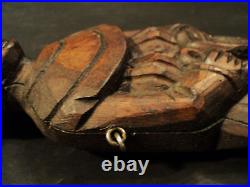 Rare Antique Carved Wooden Figural Hanging Key Box