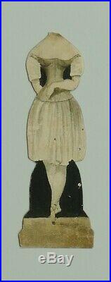 Rare Antique Handpainted French Paper Dolls 1839 Original Box Watercolour