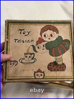 Rare Antique Japan Nippon 1920's Googly Eyes Doll Tea Set In Original Box