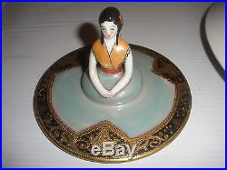 Rare Antique Noritake figural lady chip & dip hand painted box on plate shape