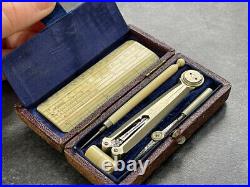 Rare Antique Pocket Drawing Instruments/Drawing Set Optician original box