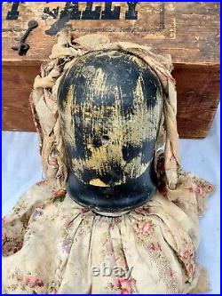 Rare Antique Victorian Aunt Sally Wooden Game UK Fairground Black Doll Box Label