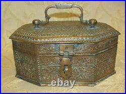 Rare Antique Victorian Handmade Copper, Tin Spices Box With Tray