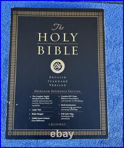 Rare ESV Heirloom Reference Bible Premium Calfskin Leather Black In Original Box