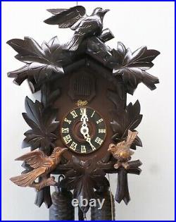 Rare German 3 Bird 8 Day Black Forest August Schatz In Original Box Cuckoo Clock