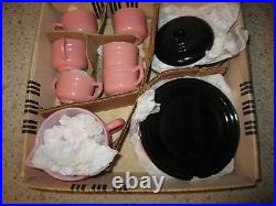 Rare Hazel Atlas Child's Pink/Black/Gray Little Hostess Tea Set WithOriginal Box