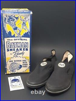 Rare Htf Vtg 1966 The Official Batman Sneaker Shoes By Randy Original Box & Tag