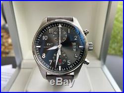 Rare IWC Pilot Spitfire Chronograph Slate Gray Dial Watch IW387802 Box & Paper