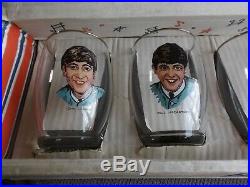 Rare Joseph Lang Nems Uk Beatles Drinking Glasses Set In Pop-up Display Box 1964