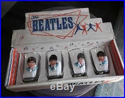 Rare Joseph Lang Nems Uk Beatles Drinking Glasses Set In Pop-up Display Box 1964