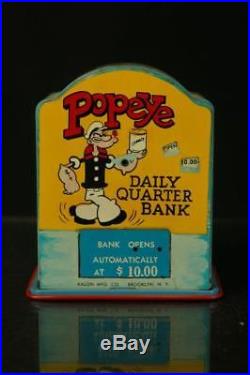 Rare Kalon Popeye Tin Litho Register Mechanical Bank + Original Box Linemar
