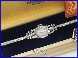 Rare Ladies Hamilton All Diamond & 14k Gold Art Deco Watch With Original Box