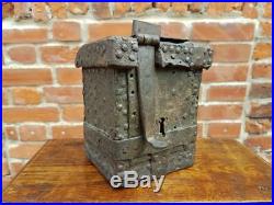 Rare Late 15th Century Medieval Period English Antique Iron Bound Offertory Box