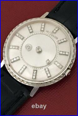 Rare Lecoultre 18k White Gold Mystery Dial With Diamonds Original Box And Papers