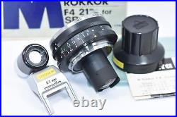 Rare MINOLTA W. ROKKOR-QH 21mm F4 genuine finder, filter, with original box Ex+