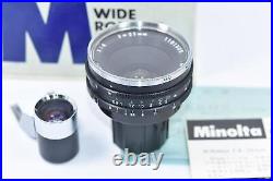 Rare MINOLTA W. ROKKOR-QH 21mm F4 genuine finder, filter, with original box Ex+