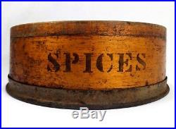 Rare Mid-19th Cent Antique Bentwood/tin 9 Piece Stenciled Spice Bins/pantry Box