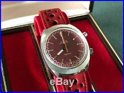 Rare Never Worn Vintage Omega Chronostop Watch Red Dial In Original Box