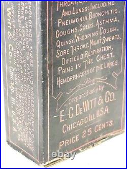 Rare Original 1880s Quack Medicine Bottle & Box One Minute Cough Cure Dewitt ILL