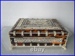 Rare Original Antique Circa 1840s Anglo-indian Vizagapatam Shell Jewelry Box