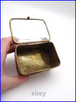 Rare Original French Art Nouveau Brass Jewelry Box Antique 1880 Napoleon III