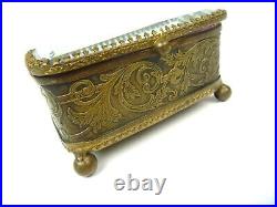 Rare Original French Art Nouveau Brass Jewelry Box Antique 1890 Napoleon III