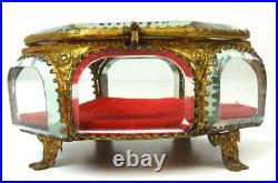 Rare Original French Art Nouveau Glass Jewelry Box Antique 1890 Napoleon III
