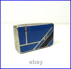 Rare Original German Bauhaus Suprematism Blue Enamel Jewelry Art Deco Box 1925