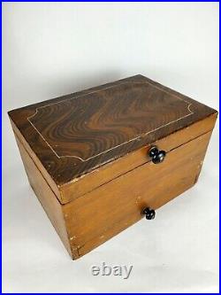 Rare Primitive Sugar Cutter Box, Old Grain Painted Chest with Forged Iron Cutter