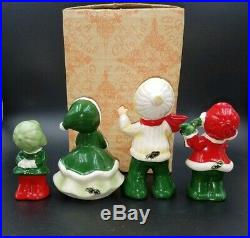 Rare Set 4 Vintage Josef Originals Children Christmas Carolers Figurines with Box