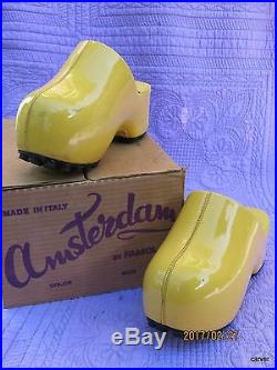 Rare Vintage Famolare Amsterdam Clogs Yellow Patent Size 5 with Original Box